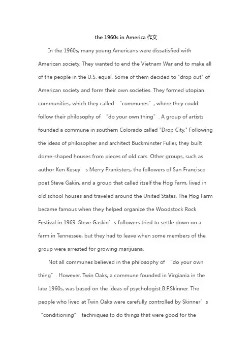 the 1960s in America作文