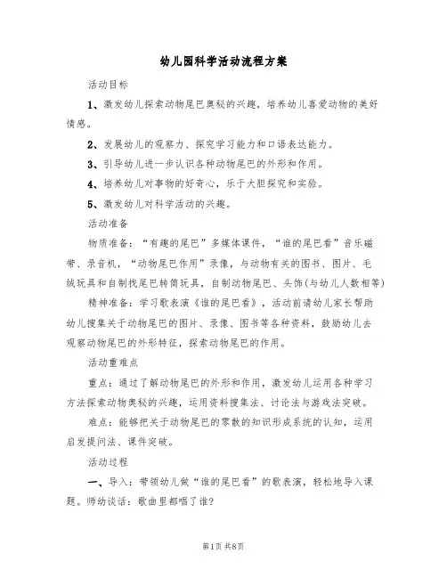 幼儿园科学活动流程方案(5篇)