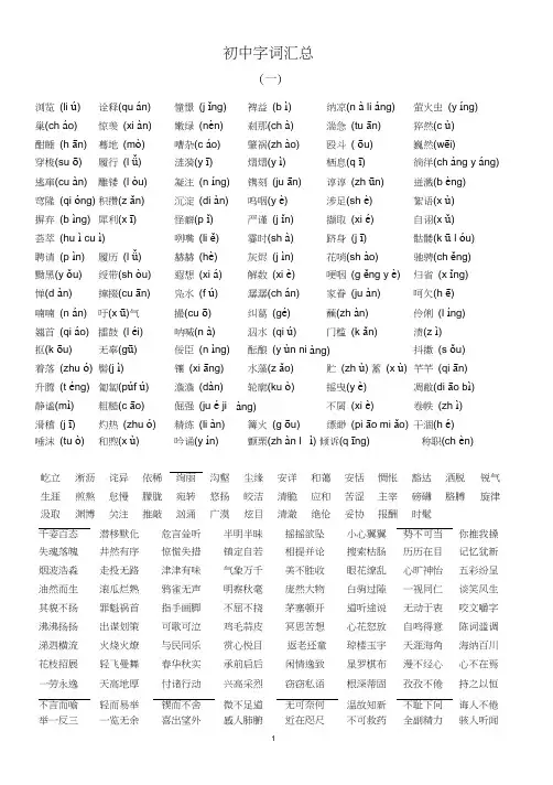 中考语文初中字词汇总(注音版)