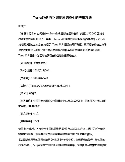 TerraSAR在区域地质调查中的应用方法