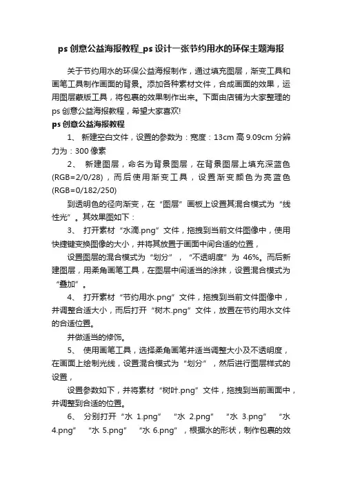ps创意公益海报教程_ps设计一张节约用水的环保主题海报