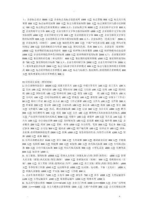 完整VI清单含报价