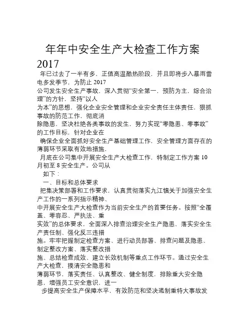 2017安全大检查方案