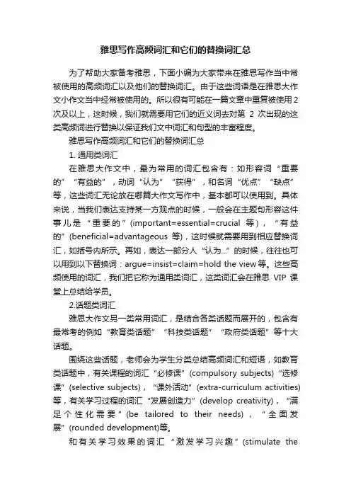 雅思写作高频词汇和它们的替换词汇总