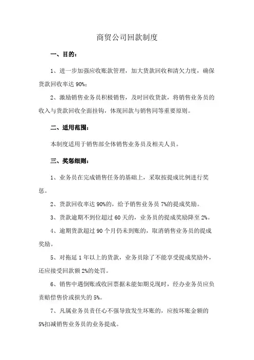 商贸公司回款制度