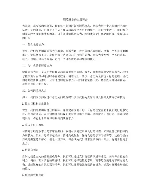 锻炼意志的主题班会