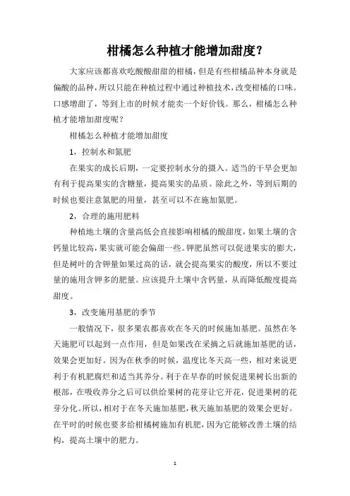 柑橘怎么种植才能增加甜度？