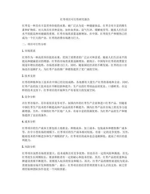 红枣项目可行性研究报告