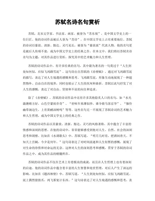 苏轼名诗名句赏析
