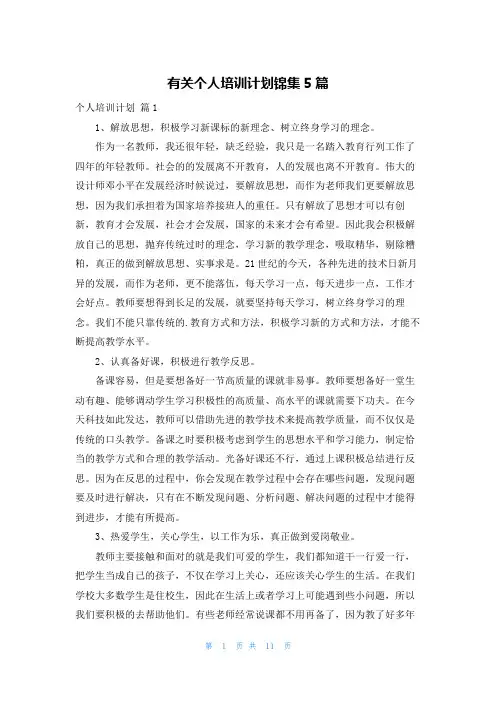 有关个人培训计划锦集5篇