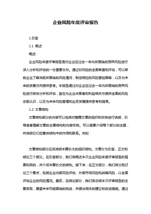 企业风险年度评审报告