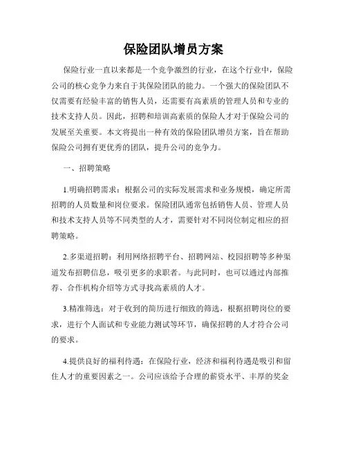 保险团队增员方案
