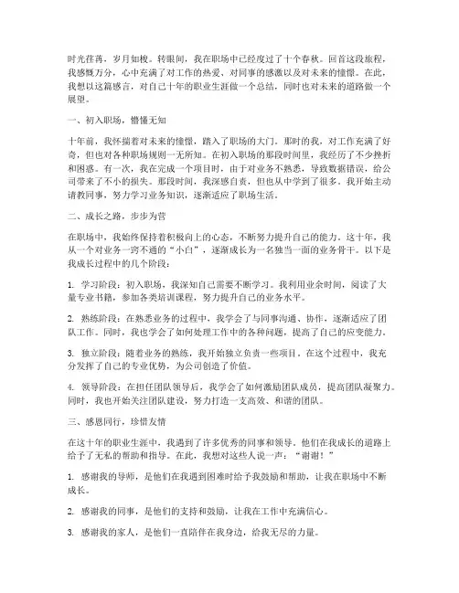 工作十年的工作感言