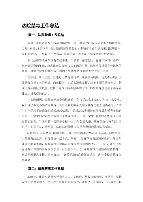 法院禁毒工作总结