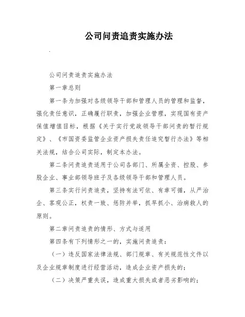 公司问责追责实施办法