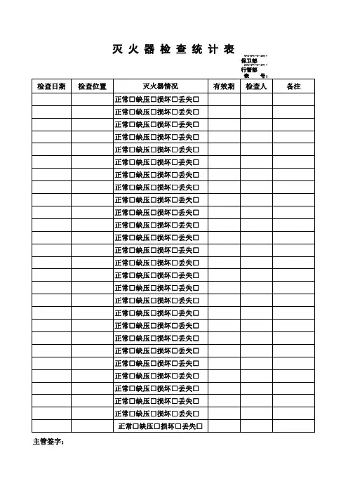 灭 火 器 检 查 统 计 表