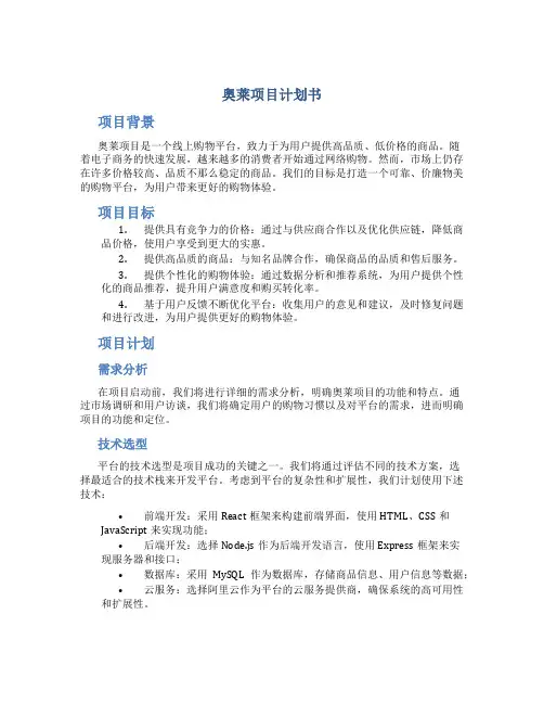 奥莱项目计划书