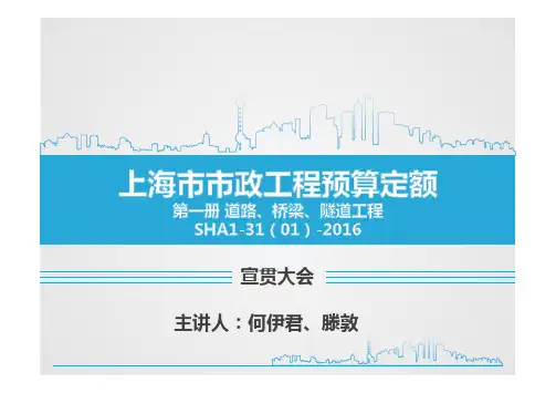 2016年《上海市政工程预算定额(第一册：道路、桥梁、隧道工程)》宣贯