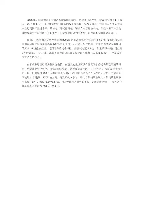 空调的能效等级是什么意思