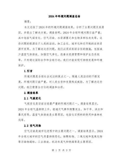 2024年环境问题调查总结