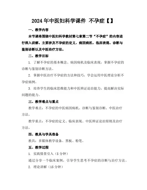 2024年中医妇科学课件 不孕症【】