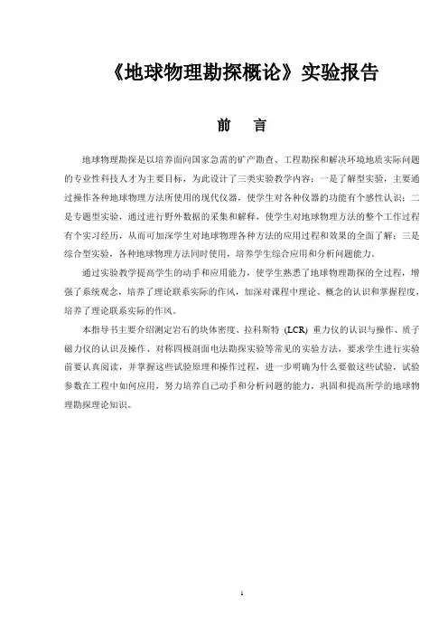 《地球物理勘探概论》实验报告
