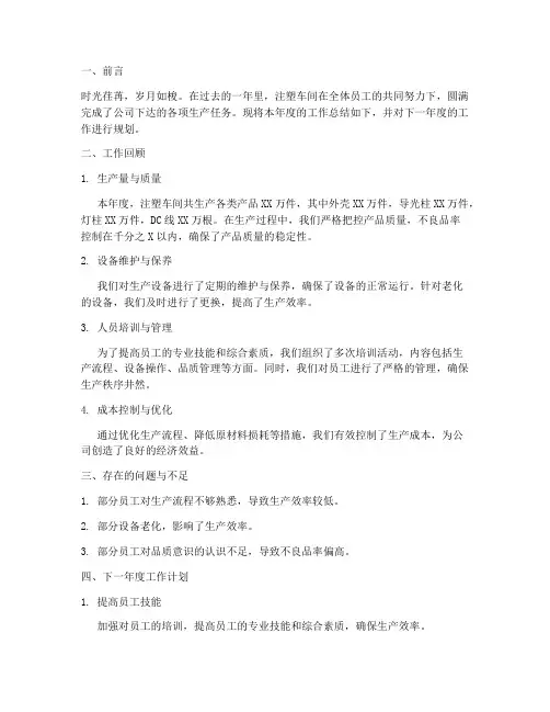 注塑工作总结与计划范文