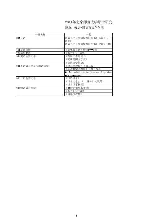 北师大日语参考书目