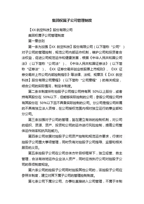 集团权属子公司管理制度
