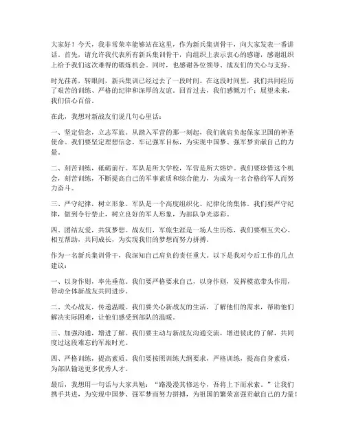 新兵集训骨干发言稿范文