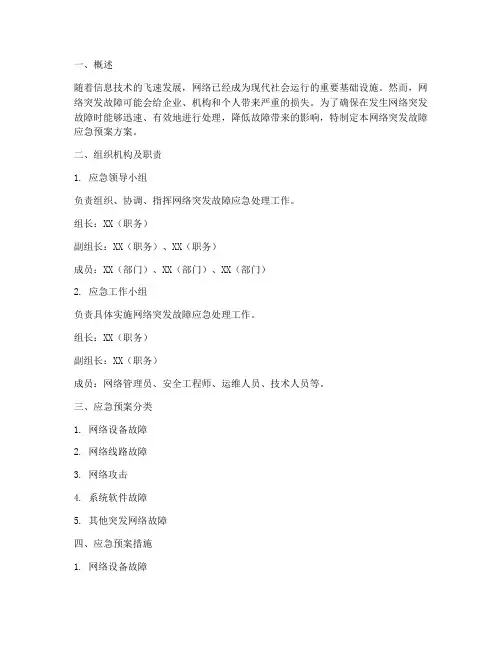 网络突发故障应急预案方案