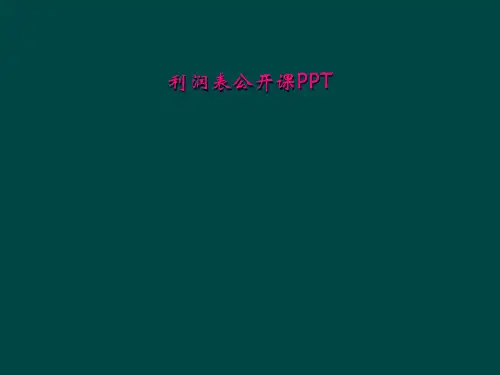 利润表公开课PPT