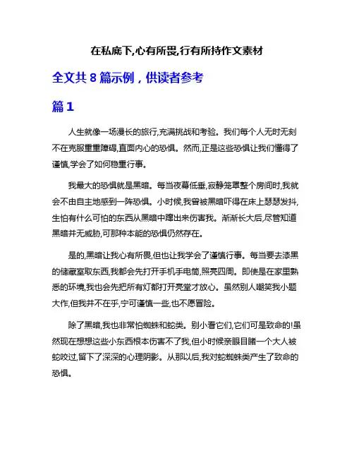 在私底下,心有所畏,行有所持作文素材
