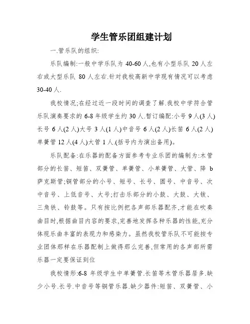 学生管乐团组建计划