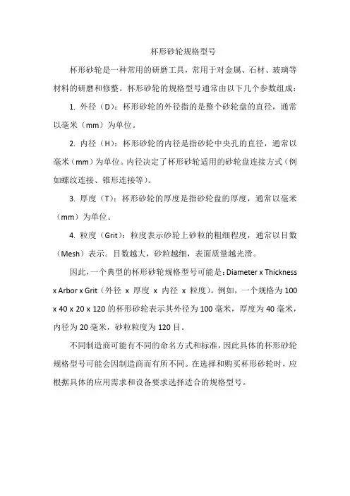杯形砂轮规格型号