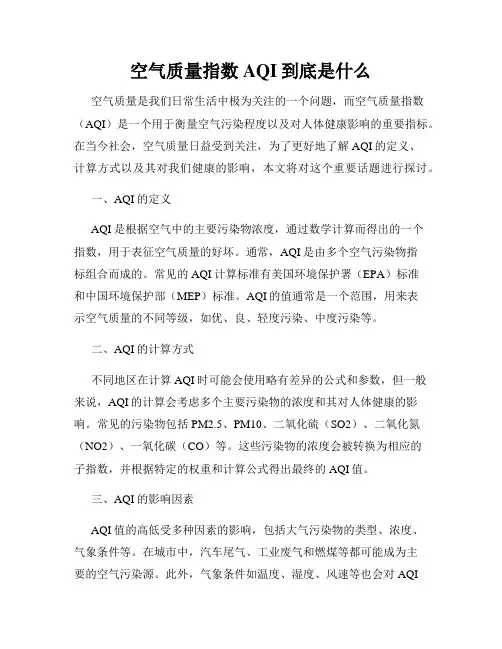 空气质量指数AQI到底是什么