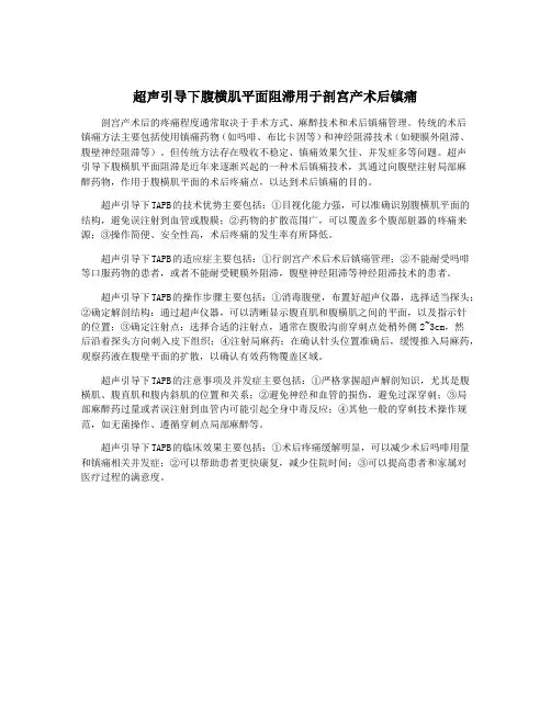 超声引导下腹横肌平面阻滞用于剖宫产术后镇痛