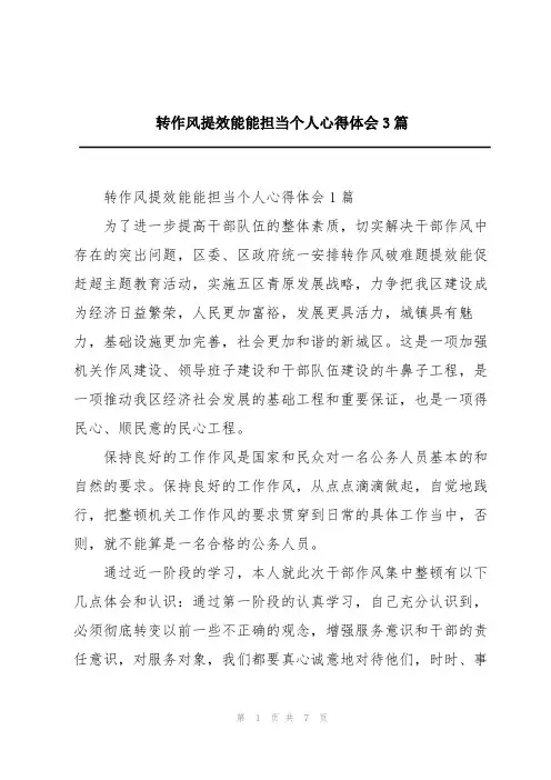 转作风提效能能担当个人心得体会3篇