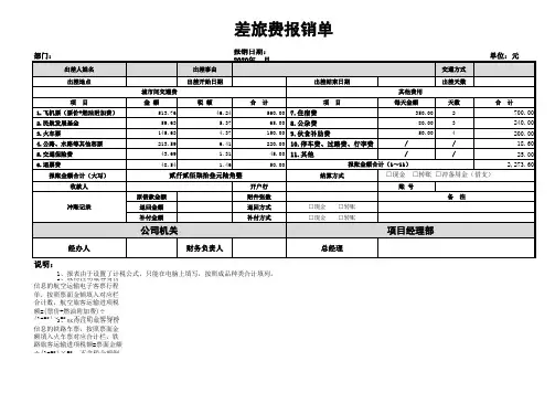 差旅费报销单