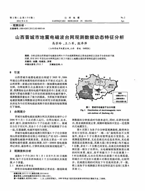 山西晋城市地震电磁波台网观测数据动态特征分析