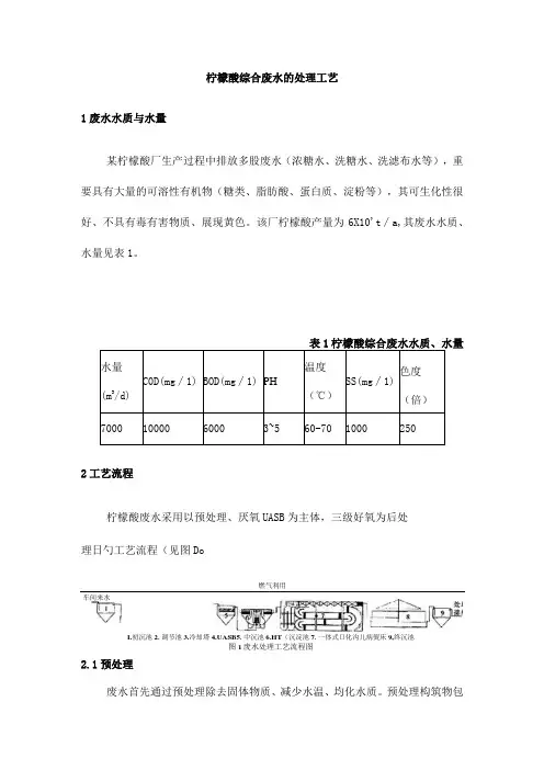柠檬酸废水处理技术