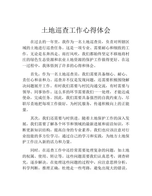 土地巡查工作心得体会