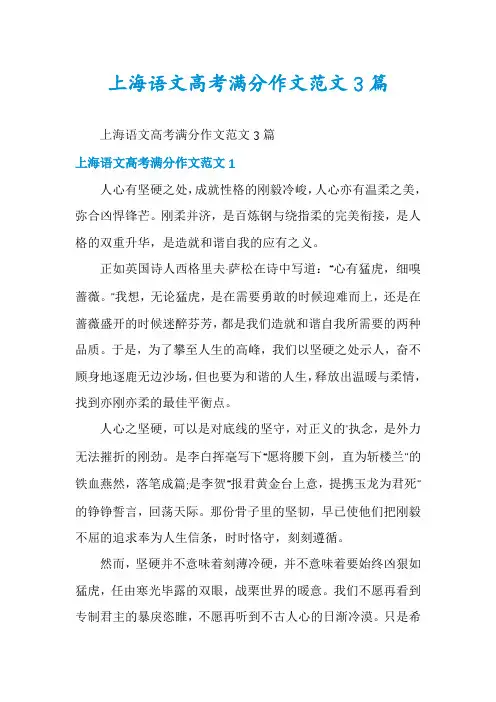 上海语文高考满分作文范文3篇