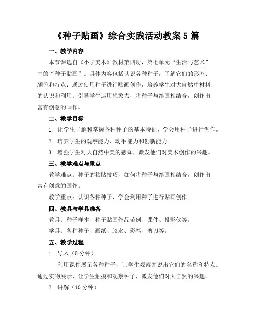 《种子贴画》综合实践活动教案5篇