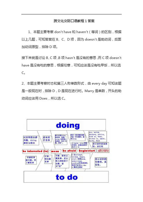 跨文化交际口语教程1答案