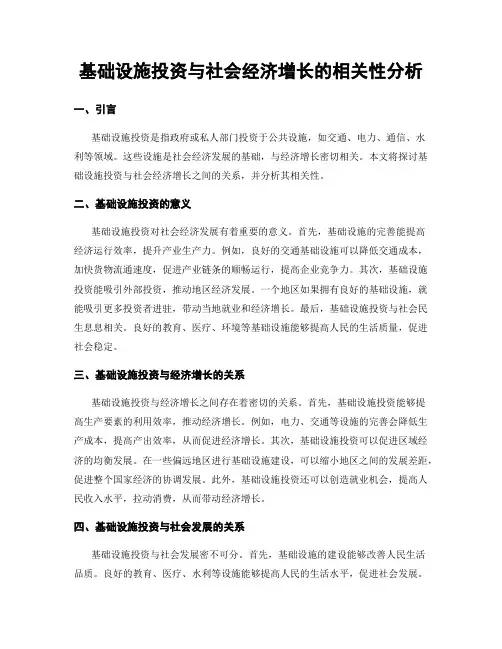 基础设施投资与社会经济增长的相关性分析