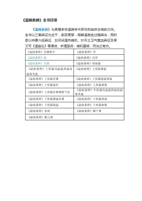 《温病条辨》全书目录