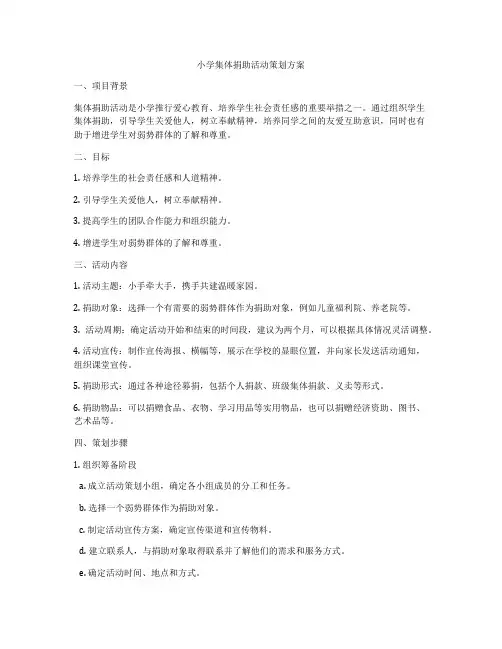 小学集体捐助活动策划方案