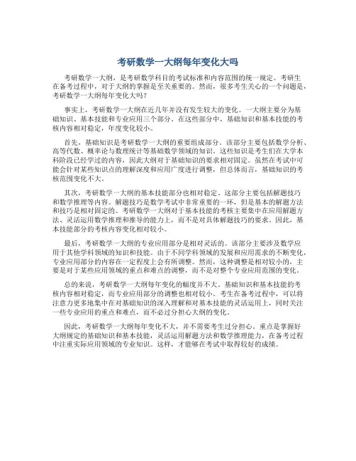 考研数学一大纲每年变化大吗