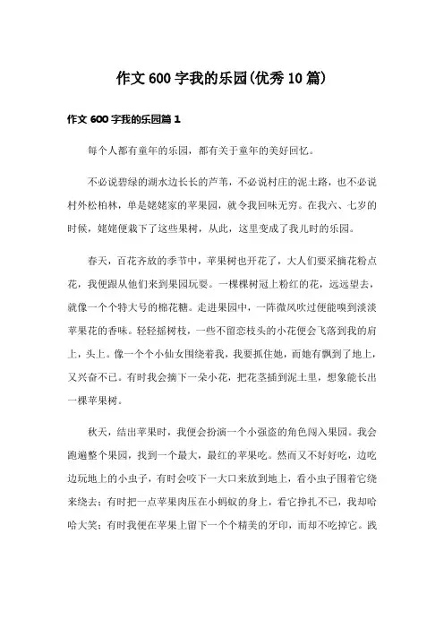 作文600字我的乐园(优秀10篇)